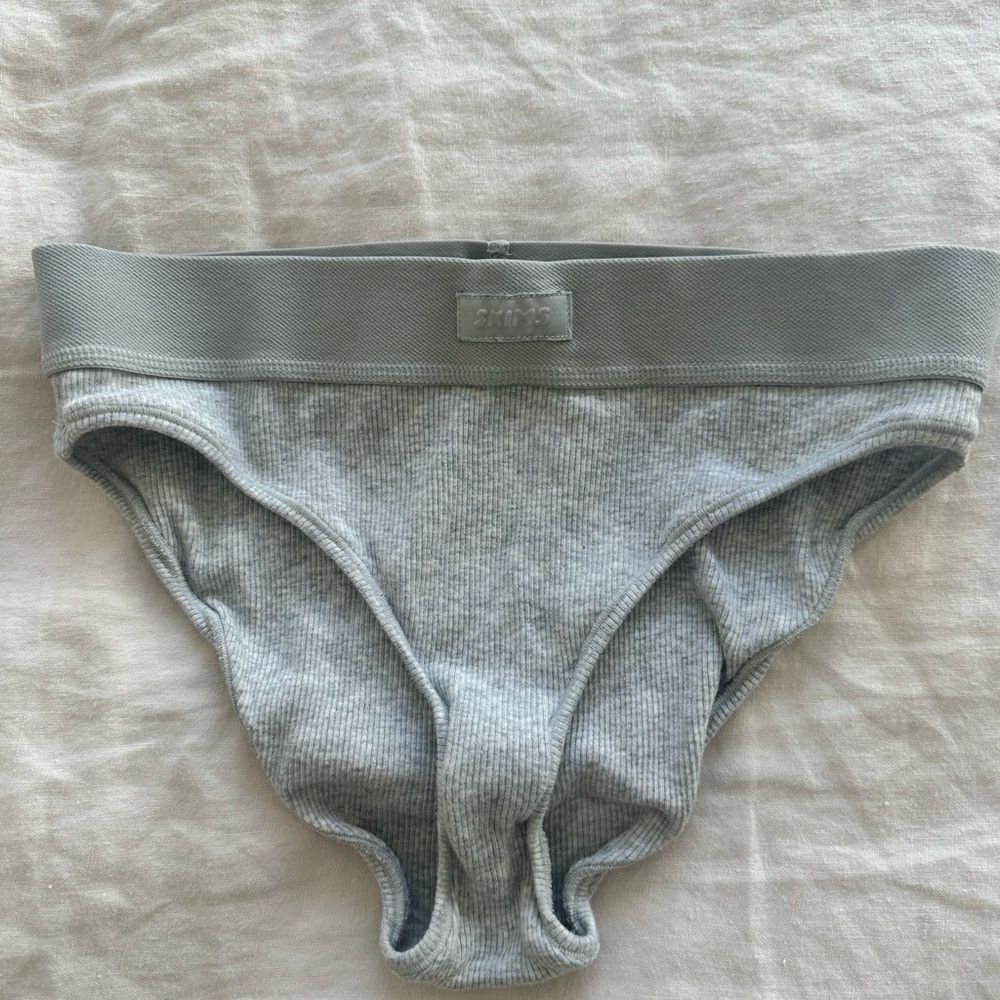 Skims brief cotton rib underwear light Heather gray small